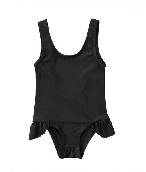 Niños recién nacidos Niños Niña Summer Swimsuit Maneveless Solid Black Traje de baño Batming Traje de baño 03Y19134524