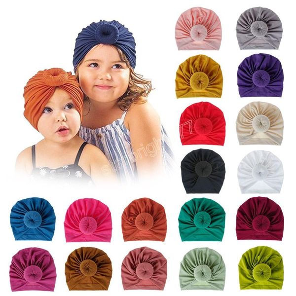 Bonnet Turban en coton pour nouveau-né fille et garçon, bonnet d'hiver avec nœud, solide et doux, accessoires pour bébé