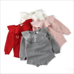 Pasgeboren Driehoek Onesies Baby Mode Bodysuits Baby Rompertjes Meisjes Kleding Toddle Knit Winter Jumpsuits Kids Princess Blouse Tops C6287