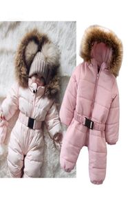 Bénéromarquette chaude hivernale pour bébés filles mode rose veste rembourrée Hoodie Rompers Infant Jumpsuit Baby One Piece Clothing Z016071920