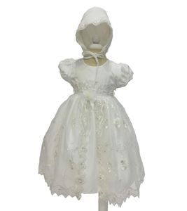 Newbron babymeisjes doop jurk jurk baby meisjes kanten verjaardagsfeestje jurk baby witte bruiloft tutu jurk 2pcs meiden kleding 8073522