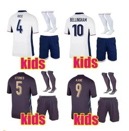 2024 25 kits de fútbol para niños Inglaterra Jerseys de fútbol Saka Foden Bellingham Rashford Inglaterra Kane Sterling Grealish National Team Football Kit