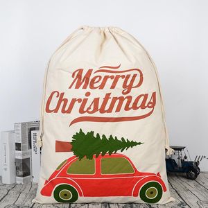 NewChristmas Festival Kilds Gift Tassen Party Decoratie Grote Canvas-tas Santa Sack Trektas met Rendieren Lle11020