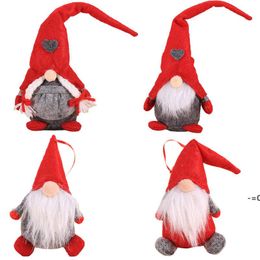 NewChristmas Gnome Faceless Lattice Santa Doll Decoratie Opknoping Ornamenten Vakantie Decoraties voor Home New Year Pendants LLF11206