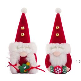 NewChristmas Gnome met klokken Handgemaakte Pluche Faceless Doll Zweedse beeldjes Ornamenten Kid Gift Tier Lade Decor LLF12124