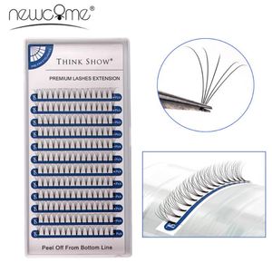 NEWCOME 12 líneas Permade Volume Fans 3D / 4D / 5D Pestañas de tallo corto Faux Mink Extensión de pestañas rusas Cilia Herramientas de maquillaje