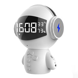 Draagbare Speakers COND Generation Leuke robot Smart Draadloze Bluetooth Horloge met Microfoon Radio Wekker Temperatuur Display Slaapkamer Office Decoration