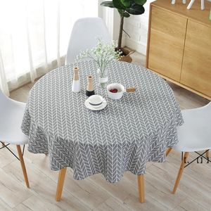 NEWCotton Linen Round Table Cloth Triángulo de color Gris Flecha Impresión Mantel Hogar Simple 3 colores Decoración de mesa Paño personalizado RRA10