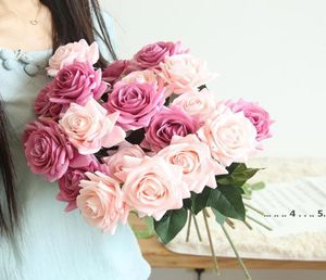 NewdeCor Rose kunstbloemen zijden bloemen bloemen latex real touch roze bruiloft boeket thuisfeest ontwerp bloemen ewd54351022100