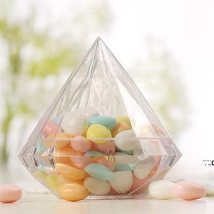 NewDiamond Shape Candy Box Gift Wrap Wedding Party Home Clear Diamonds Transparent Plastic Case Creativiteit Food Grade Boxes Gunst EWC7559