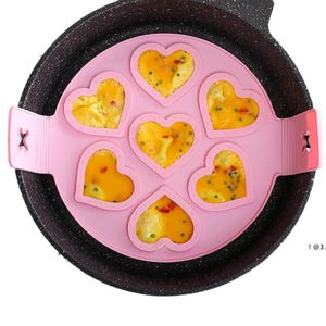 DIY Coeur Omelette Outils Silicone Sept Trous Flip Pancake Petit-déjeuner Maker Non Stick Moule Oeuf Outil Cuisson Accessoires EWE6686