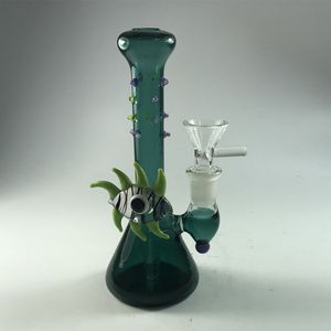 15 cm tall dikke jager glas bong 14.4mm gewricht met kegel stuk inline pecolato vazen ​​stijl oliereiljes oog kralen roken pijp waterpijp