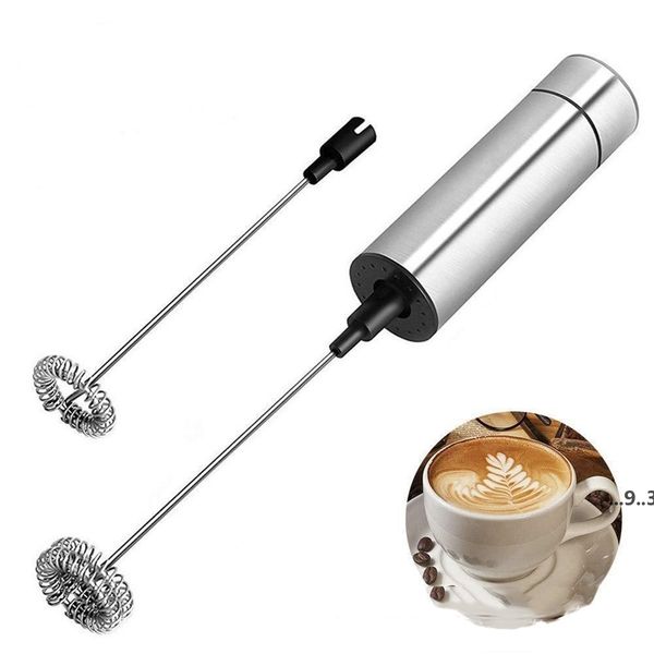 NewEgg Beater Mini Electric Foam Maker Tool Espumador de leche de mano Batidor Batidor de acero inoxidable Café Crema Huevos Mezclador Cocina EWD5654