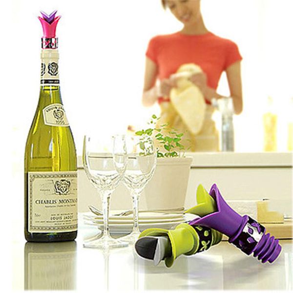 Date 1 PC Lily Vin Bouchons De Bouteille Silicone Approuvé De Qualité Alimentaire Durable Vin Verseur Bar Outils