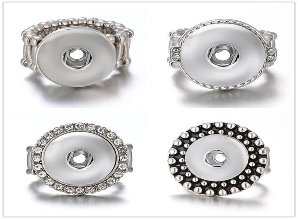 Le plus récent 10pcslot Snap Band Ring Jewelry Fit 18 mm Ginger Metal Silver Button Réglable5896748