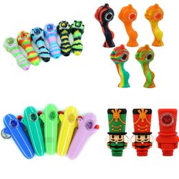 Le plus récent 12 style silicone pipe incassable avec verre poreux trou filtre bol accessoires de cigarettes portables tabac à herbes sèches tuyaux à main Dab huile Rigs Bong