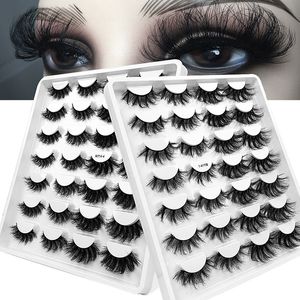 14 paires de faux cils épais et bouclés, légers, doux et vifs, fabriqués à la main, multicouches réutilisables, extensions de faux cils en vison 3D, maquillage pour les yeux