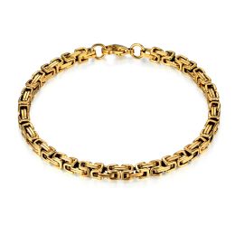 Lo más nuevo, pulsera de oro amarillo de 14k, pulsera para hombres y mujeres, pulsera de eslabones de cadena de mano masculina de Color dorado de 4mm, joyería de Hip Hop