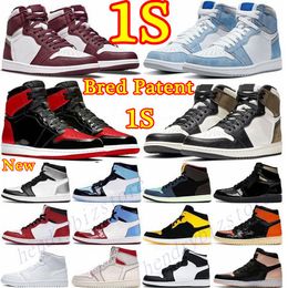 1S Court Paars 1 High OG Bred Patent Basketbalschoenen Heren UNC Bordeaux University Blue Dark Mocha Shadow Twist Seafoam Witte Sneakers Dames Sportschoenen