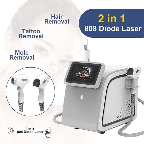 Le plus récent 2 en 1 Diode Laser 808 755 1064nm Machine d'épilation Laser picoseconde Machine de détatouage poupée noire soins de la peau pigmentations thérapie