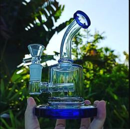 Base de bécher Dab Rigs Narguilés Shisha Verre Eau Bongs Fumer Pipe Recycler Huile Cigarette Unique 14mm banger