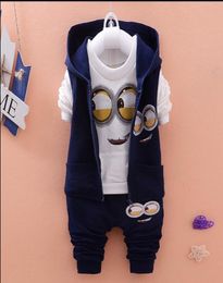 El nuevo 2018 Autumn Baby Baby Boys Minion Suion Suits Infantnewborn Rellage Cabina para niños Vestt Camiseta 3 PCS Sets Suits Y1811269433