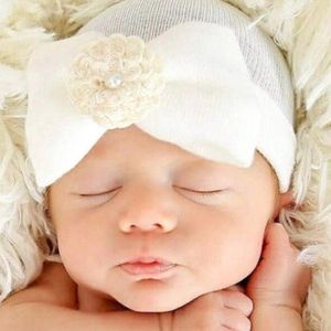 Nieuwste 2020 schattige pasgeboren baby baby jongens meisje comfortabele strik ziekenhuis cap warme muts hoed baby baby boog bloemhoed 4 kleuren