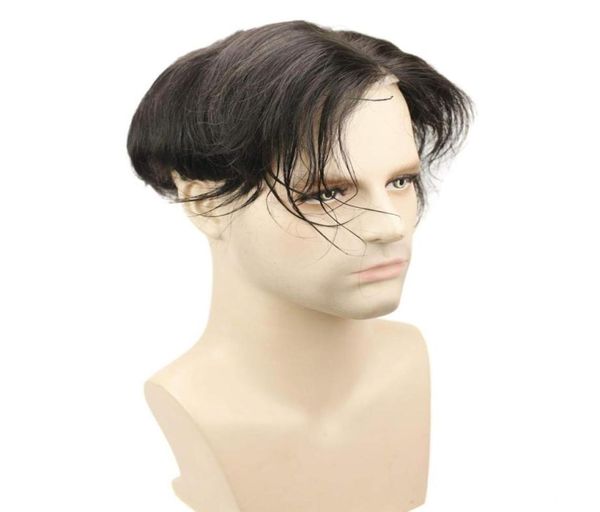 El más nuevo 2020 Pelucas de peluquín para hombres de encaje suizo Pelucas de cabello humano con rayita natural Reemplazos suaves completos Sistemas de nudos blanqueados 9371736026631