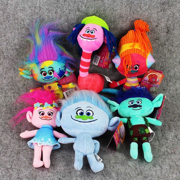 Los más nuevos juguetes de peluche Trolls de 25 cm, rama de amapola, muñecos de dibujos animados rellenos, Trolls