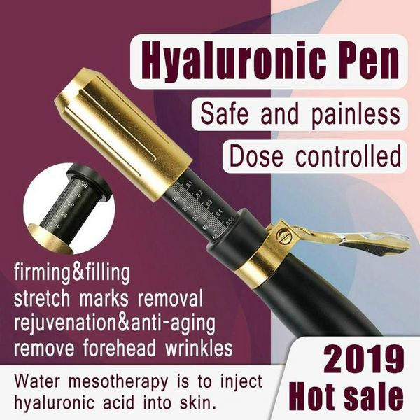 Le plus récent stylo Hyaluron Meso Gun 2 en 1 0,3 ml 0,5 ml tête or stylo acide hyaluronique lèvre Jnjector nébuliseur non invasif DHL gratuit