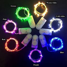 Nieuwste 2M LED-strings CR2032 Batterij Operated Micro Mini Lights Copper Silver Wire Sterry Light String voor Decoration