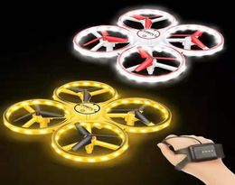 Nieuwste 3 in 1 RC inductie hand horloge gebaarregeling mini ufo quadcopter drone met camera led light levitatie inductie aircraf527229