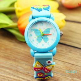 Date 3D dessin animé enfant montre papillon fleur design bracelets en silicone montres pour enfants bonbons rubby montres à quartz bébé filles horloge mignonne