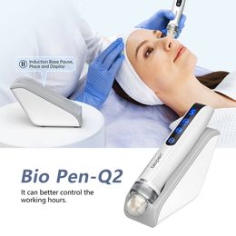 El más nuevo 4 en 1 Derma Pen Q2 Bio Pen EMS electroporación estiramiento facial rejuvenecimiento de la piel pantalla táctil luz roja azul herramientas para el crecimiento del cabello