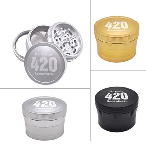 Date 420 Grinders Version 2.0 Herb Grinder 63mm 4 Couches Aluminium Noir Argent Or Haute Qualité Spice Crusher Accessoires Fumeurs