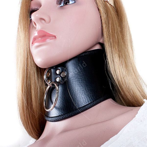 Collier en cuir PU noir sexy de 52 cm, collier de chasteté érotique, ras du cou fétichiste, jeux pour adultes, jouets sexuels q0506