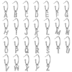 Date 6 * 6 * 6 cm Or / Argent Plaqué A-Z Lettre Pendentif Boucles D'oreilles Mini Petite Oreille Os Piercing Boucles D'oreilles Filles Cadeaux De Fête Accessoires De Noël