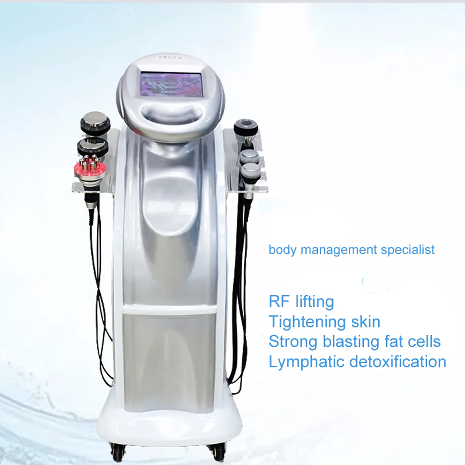 Nyaste 7 i 1 ultraljudskavitation Fatcell Burning Body Slimming Sculpture Beauty Salon Rf Skin Drawning rolv Ta bort instrumentet