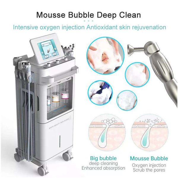 Le plus récent 9 en 1 Aqua Dermabrasion Mousse bulle nettoyage en profondeur de la peau rajeunissement multifonction visage nettoyage en profondeur beauté Machine