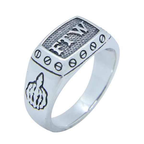Date 925 Sterling Silver FTW Cool Ring S925 Vente Lady Girls Biker Fashion Middle Finger Ring264A