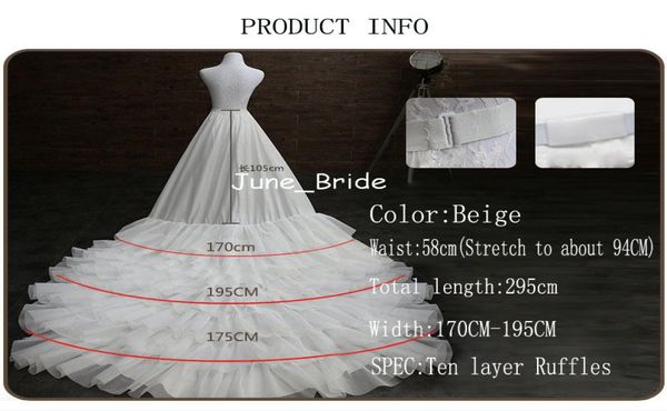 Lo más nuevo Una línea de vestido de novia Tren Enagua Enagua Accesorios nupciales Diez capas Volantes Enaguas Vestido para quinceañeras Crinolin3963120