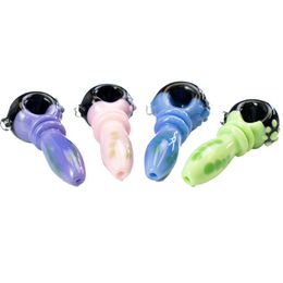 Black Hat Art Style Pipes Coloré Pyrex Verre Épais Conception Portable Cuillère Filtre Herbe Sèche Tabac Bong Pipe À La Main Rigs À La Main Fumer Porte-Cigarette DHL