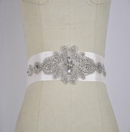 Nieuwste maat verstelbaar Wit kristal kralen bruidssjerpen voor bruiden Steentjes riemen bruiloft accessoire Custom Made2164586