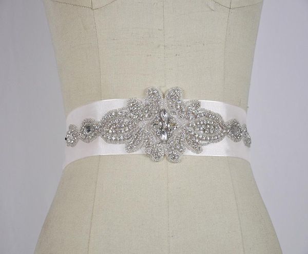 Ceintures de mariée en perles de cristal blanc, taille réglable, avec strass, accessoire de mariage, sur mesure, nouvelle collection, 4524550