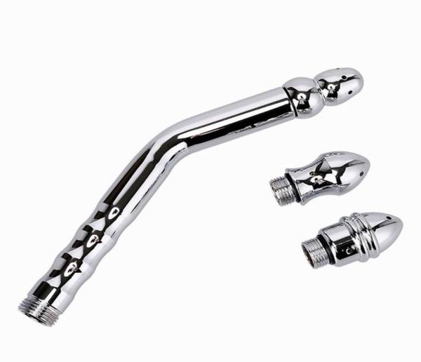 Le plus récent alliage d'aluminium Plug Anal Sex Toy douche lavement buse d'eau en métal 3 style tête lavement vagin Anus Kit de nettoyageFaucet5711674