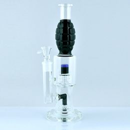 Nieuwste verbazingwekkende functie granaat glazen bong rookpijp waterpijp bongs met twee percs 18,8 mm verbinding (GB-329)