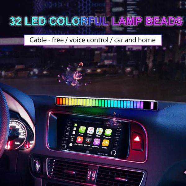 Nueva APLICACIÓN LED Tira de luz nocturna RGB Control de sonido Luz Música activada por voz Ritmo Lámparas ambientales Lámpara de recogida para luces de fiesta familiar de coche