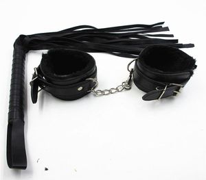 La más nueva llegada 2 PcsSet Producto sexual Látigo de cuero Sex FloggerEsposas de cuero para esposas sexuales Bdsm Bondage Juguetes sexuales para pareja4726037