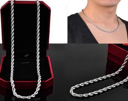 Nueva llegada Plata de Ley 925 Men039s y collar de plata para mujer cadena de cuerda 4mm 1624quot925 joyería de plata 1110936