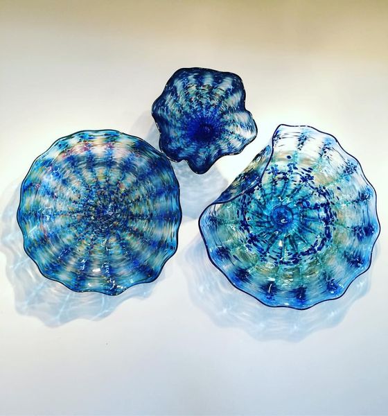 Nouvelle arrivée interrupteur plaques murales prix de gros mer bleu lampes murales soufflé à la main Murano Art plaque d'éclairage luminaire